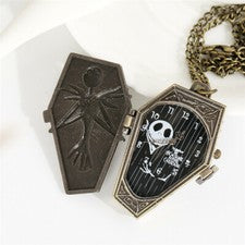 Reloj Bolsillo Bronce Steampunk Cuarzo Analógico Ataúd Diseño Calavera Regalos de Navidad