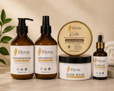 Set de cuidado capilar Elyray champú acondicionador mascarilla capilar aceite sin enjuague 5 piezas