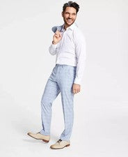 Pantalones de traje lisos elásticos ajustados Alfani para hombre 33x32 azul claro $135