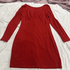 Vestido ceñido al cuerpo Michael Kors para mujer con tachuelas manga larga rojo carmesí talla M