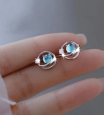 Pendientes mujer mujer chic plata de ley 925 🤍🩵🤍 diseño luna✅