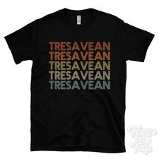 CAMISETA TRESAVEAN ESTILO RETRO REPETIDO Hombre y Mujer Reino Unido Lugar Nombre Regalo