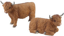 Adorno de vaca Highland jardín novedad resina estatua de pie o acostado decoración del hogar