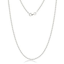 Collar de cadena de cuentas ovaladas de 2 mm de plata de ley 925 para hombre y mujer tallas 16"-36" Italia