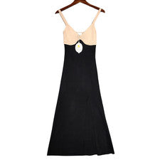 Maxi Vestido Sweet Lemon Para Mujer Pequeño Beige Negro Tejido Frontal Abertura Sin Mangas Nuevo con Etiquetas