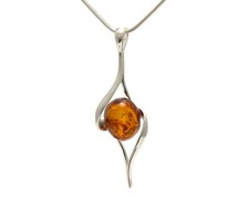 Collar colgante de plata de ley 925 ámbar báltico natural regalo joyas