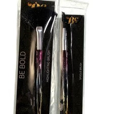 2-PK Brochas de Maquillaje Beauty Essentials - Pinceles Resaltadores y Spoolie