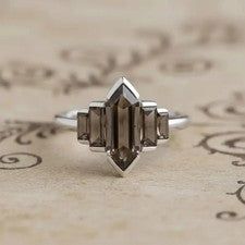 Anillo de plata de ley 925 con piedras preciosas de cuarzo ahumado hecho a mano joyería regalo