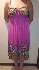 NUEVO Vestido Solero Largo Para Mujer - Estampado Floral ROSA, Correas para el Hombro - Talla Med-XXL