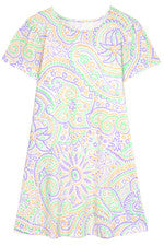 Vestido para mujer - Vestido estampado verde púrpura - Mini vestido - XL - Jersey algodón