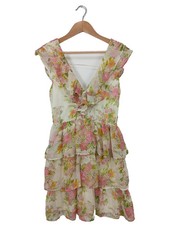 EVE Sommerkleid Damen Blumenmuster Vintage Elegant Weiß Pink Grün Größe 34