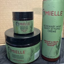 Lote 3 MIELLE Romero Menta Fortalecedor Cabello Mascarilla Gel y Crema Cuidado del Cabello Freeshp