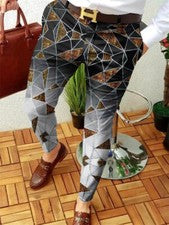 Pantalones largos informales a rayas para hombre oficina calce ajustado negocios moda pantalones ajustados