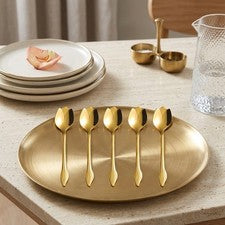 Juego de 5 cucharas de acero inoxidable en forma de flor material apto para lavavajillas