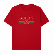 Camiseta para mujer con estampado de culpable de gran tamaño manga corta cuello redondo
