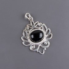 Colgante de plata de ley 925 con piedras preciosas de cabina de ónix negro hecho a mano joyería regalo
