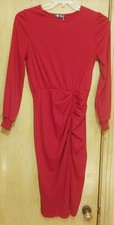 NUEVO CON ETIQUETAS S Moda Suéter Vestido Para Mujer Talla 11 Acanalado Rojo Vaina