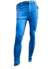 Pantalones de mezclilla para hombre de fondo estrecho corte ajustado azul 32 pulgadas