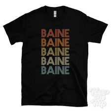 CAMISETA ESTILO RETRO REPETIDO BAINE Hombre y Mujer Novedad Genial Nombre Regalo