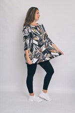 Mujer Moda Manga 3/4 JERSEY Invierno Estampado Largo Informal TOP Tallas Grandes 8-26