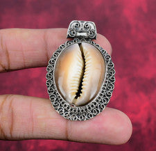 Joyería colgante de plata de ley 925 hecha a mano con piedras preciosas Cowrie Shell para ella
