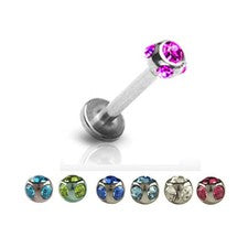 Piercing Labret Oreja Labios 1,6mm Joyería con 5 Bolas de Cristal Longitud: 6-10mm
