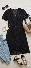 Vestido negro mediano hasta la rodilla para mujer