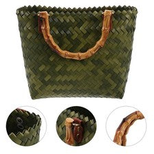 Bolso de playa tejido a mano monederos de bambú para mujer moda bolsos de mano para mujer