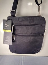 Bolso Travelon Antirrobo #43116 - Bandolera Delgada Doble Cremallera Negra Nuevo con Etiquetas