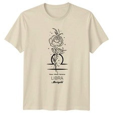 Camiseta Peace Vibrant Harmony Mujer Libra Caléndula Zodiaco Floral Cumpleaños