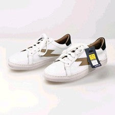 Zapatillas deportivas informales con cordones de cuero blancas y beige M&S para mujer PVP 49,50 £