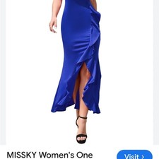 Vestido para mujer Missky azul con volantes divididos y diseño de un hombro
