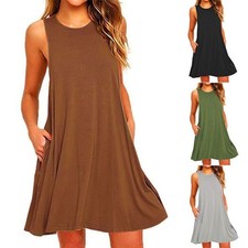 Kleid A-Linie Schwarz für freizeit Rundhals Mode Locker Oversize Rundhals