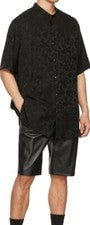 CLÁSICO Nuevo Pantalón Corto Para Hombre Negro Suave Piel de Cordero Estilo Calce Ajustado Moto Moto Motociclista Pantal