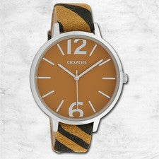 Oozoo Reloj de Pulsera Mujer Relojes Analógico Cuero Amarillo Oscuro Negro