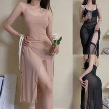 Vestido de dormir mujer Nightw?sche Accesorios?r ?sin mangas transpirable ranura alta