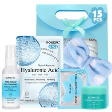 PACK 15 Set de Cuidado de la Piel con Mascarillas Faciales, Parches Debajo de los Ojos, Bruma Facial, Mascarilla Labial.