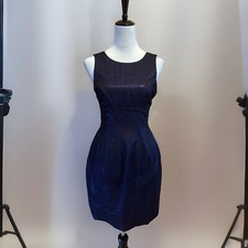 Vestido HM Iridiscente Para Mujer S 4 Negro Púrpura Brillante Geométrico Cóctel Fiesta Cremallera