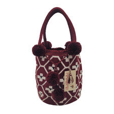 Bolso Wayuu Grande Hecho a Mano COLOMBIANO Brillante Pom Pom Boho Mochila Estilo Tribal