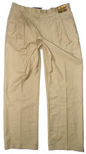Pantalones de hombre Milano Moda bronceados con doble plisado con puños 40 (36-37) x 34 nuevos con etiquetas