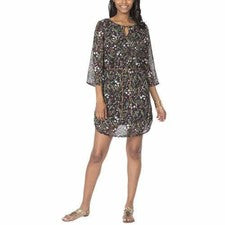 Vestido Moda Para Mujer Cambio Cinturón Negro Calce Relajado Estilo Floral Talla Pequeña
