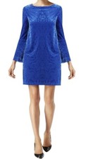 Vestido de fiesta ECI de terciopelo para mujer, azul, mediano M
