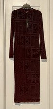 Moda Nova Mujer Borgoña Manga Larga Bodycon Elástico Vestido XL