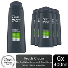 Champú y acondicionador fortificante 2 en 1 Dove Men+Care, limpieza fresca, 6x400 ml
