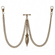 Nuevo Reloj Bolsillo Doble Albert Color Bronce Llavero Cadena Con Colgante