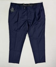 Pantalón Indochino 36x27 Azul Marino Vestido Ligero Plisado Cónico Nuevo con Etiquetas Yaletown 54