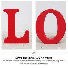 1 juego de letreros de amor de madera rojos decoración del hogar adorno de escritorio ecológico