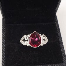 Anillo de plata de ley 925 con piedras preciosas de rubelita rosa hecho a mano anillo de joyería para regalo