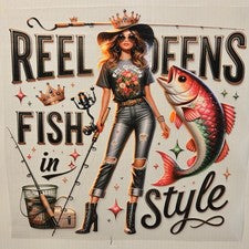 CAMISA MANGA LARGA CARRETE QUEENS PEZ CON ESTILO PESCA TODAS LAS NIÑAS AMERICANAS #0067