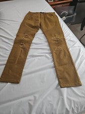 Pantalones de mezclilla ajustados Forever 21 nuevos sin etiquetas para hombre marrón estilo moto talla 32x 31 elásticos